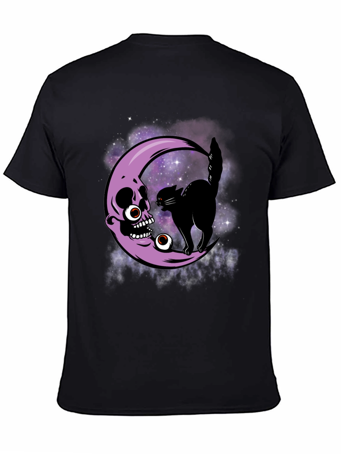 Skull Moon Cat T-Shirt - Halloween Spooky Design