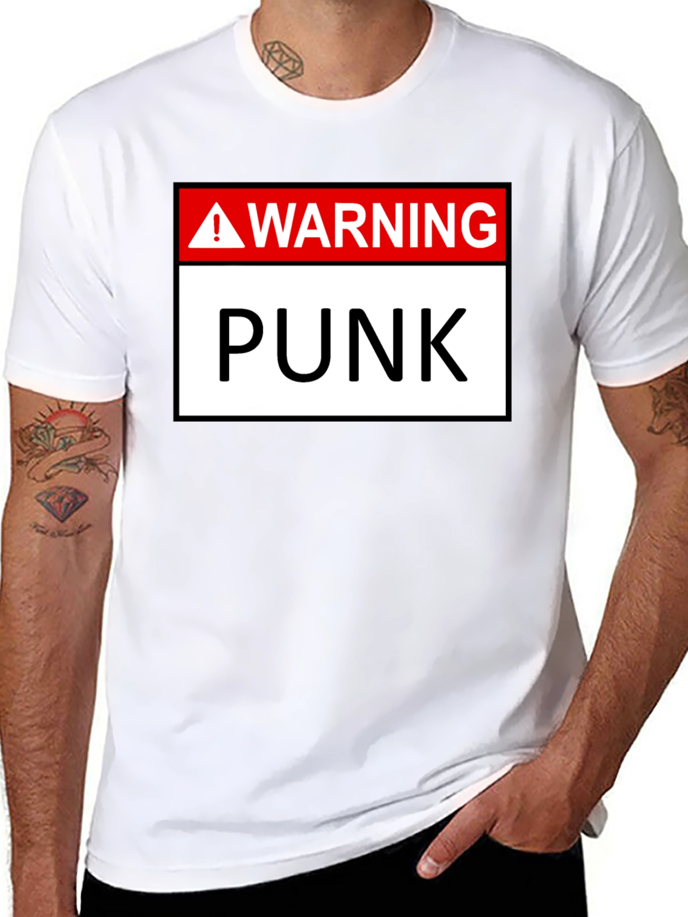 Warning Punk T-Shirt - Black Graphic Tee