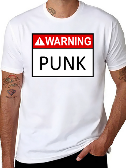 Warning Punk T-Shirt - Black Graphic Tee