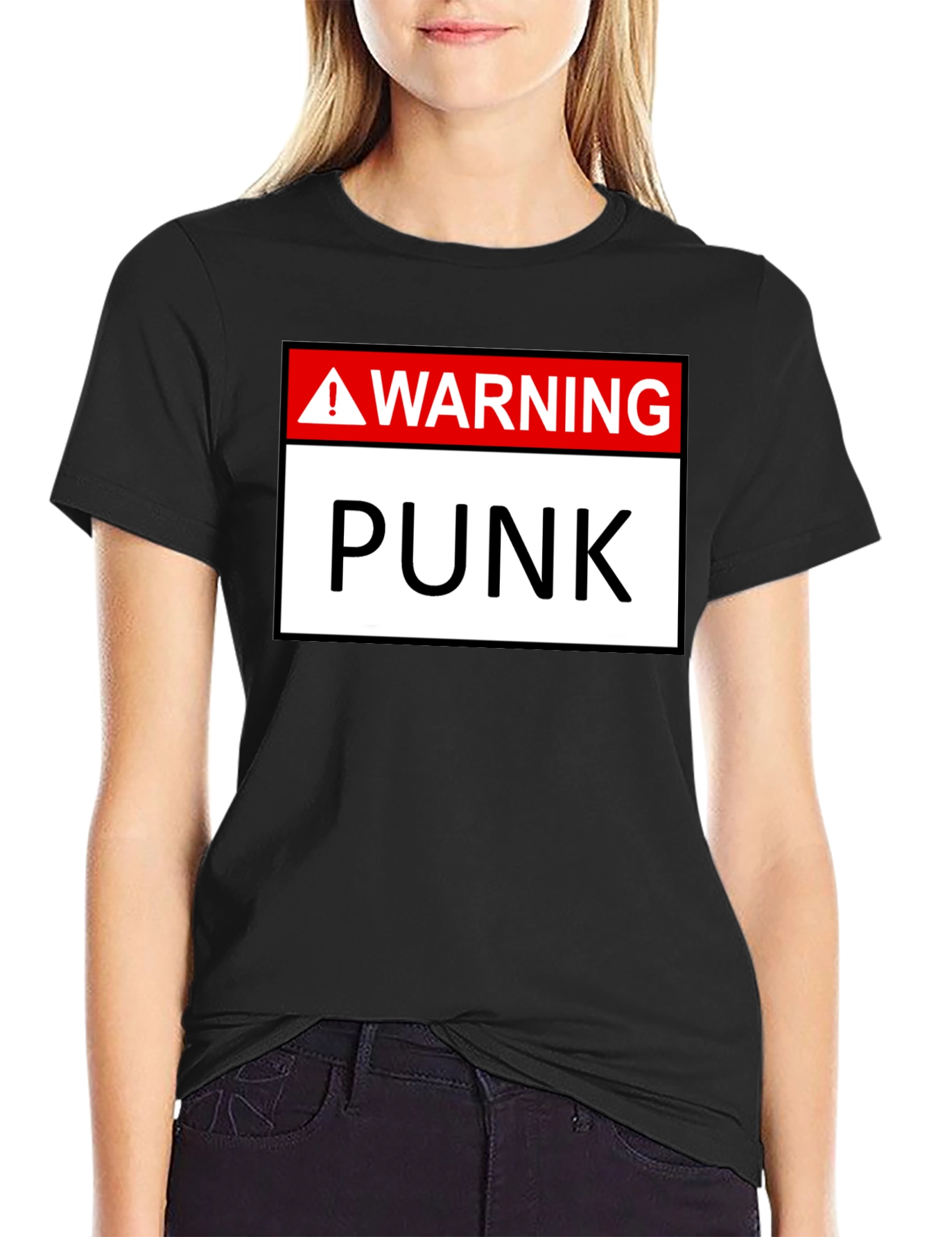 Warning Punk T-Shirt - Black Graphic Tee