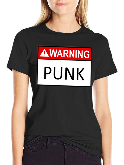 Warning Punk T-Shirt - Black Graphic Tee