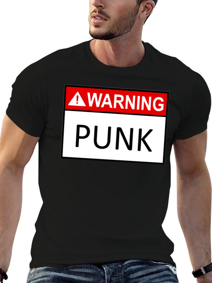 Warning Punk T-Shirt - Black Graphic Tee