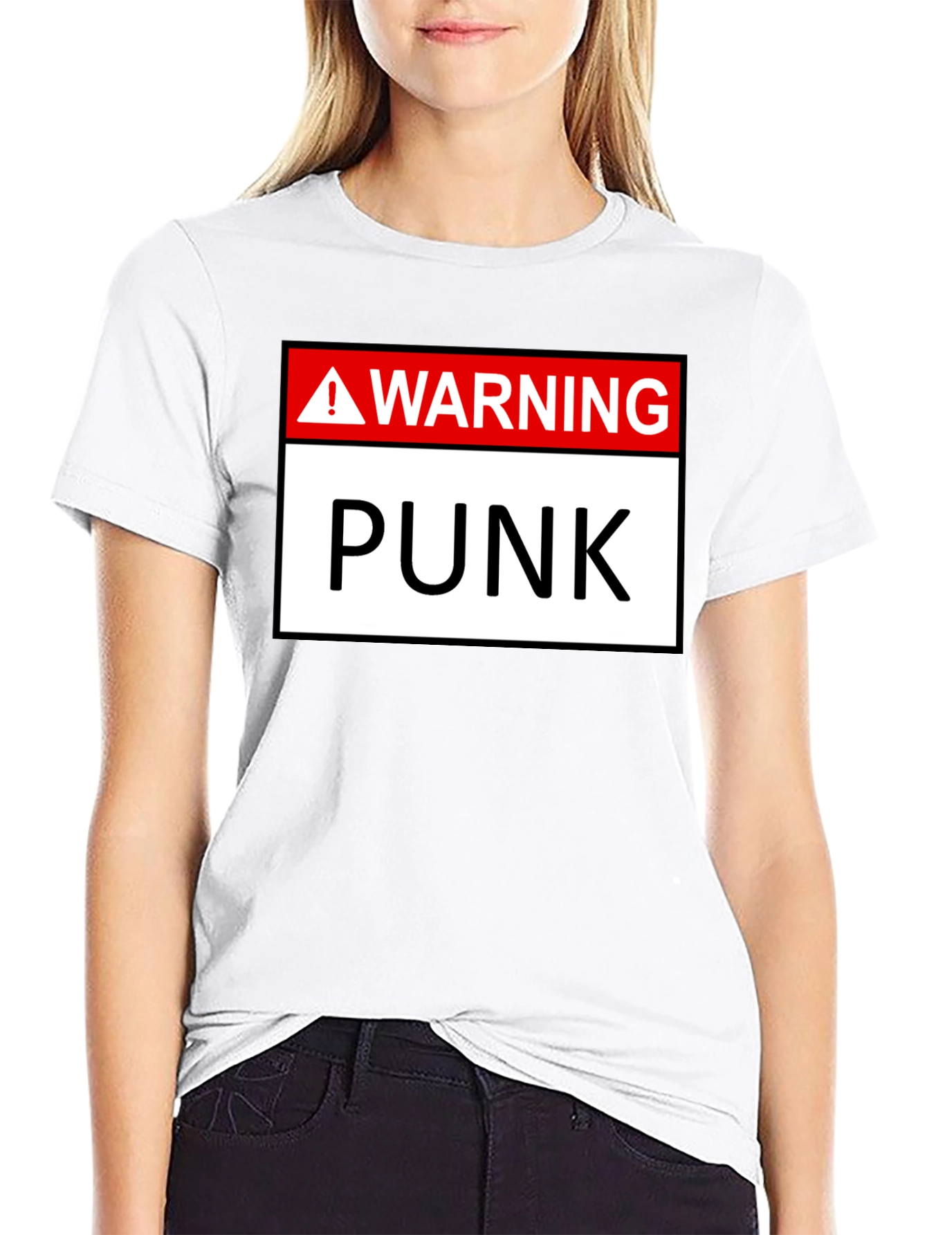 Warning Punk T-Shirt - Black Graphic Tee