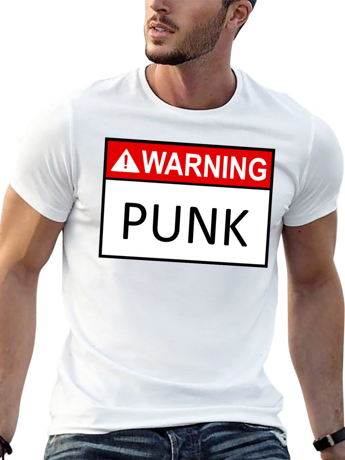 Warning Punk T-Shirt - Black Graphic Tee
