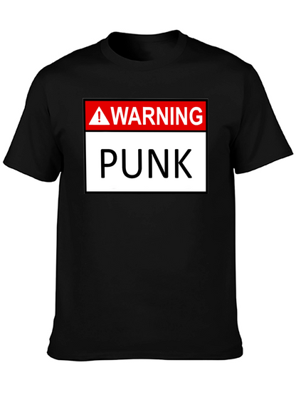 Warning Punk T-Shirt - Black Graphic Tee