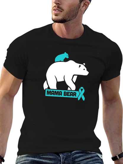 Mama Bear T-Shirt: Teal Ribbon Support
