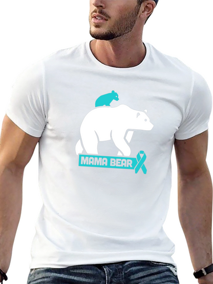 Mama Bear T-Shirt: Teal Ribbon Support