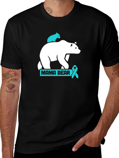 Mama Bear T-Shirt: Teal Ribbon Support