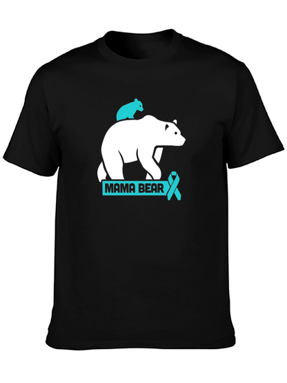 Mama Bear T-Shirt: Teal Ribbon Support