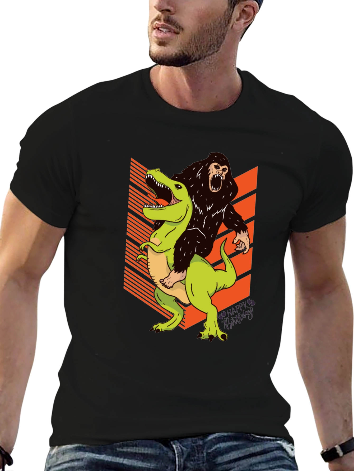 Gorilla Riding T-Rex Graphic Tee