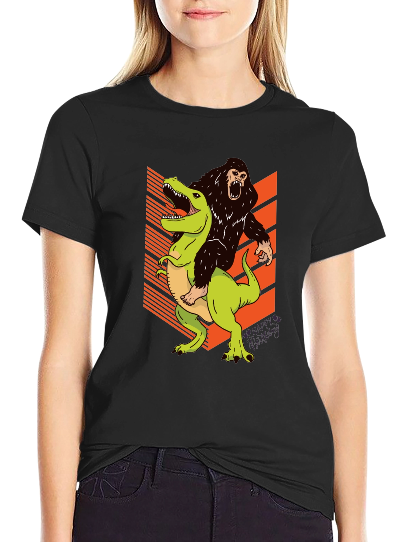 Gorilla Riding T-Rex Graphic Tee