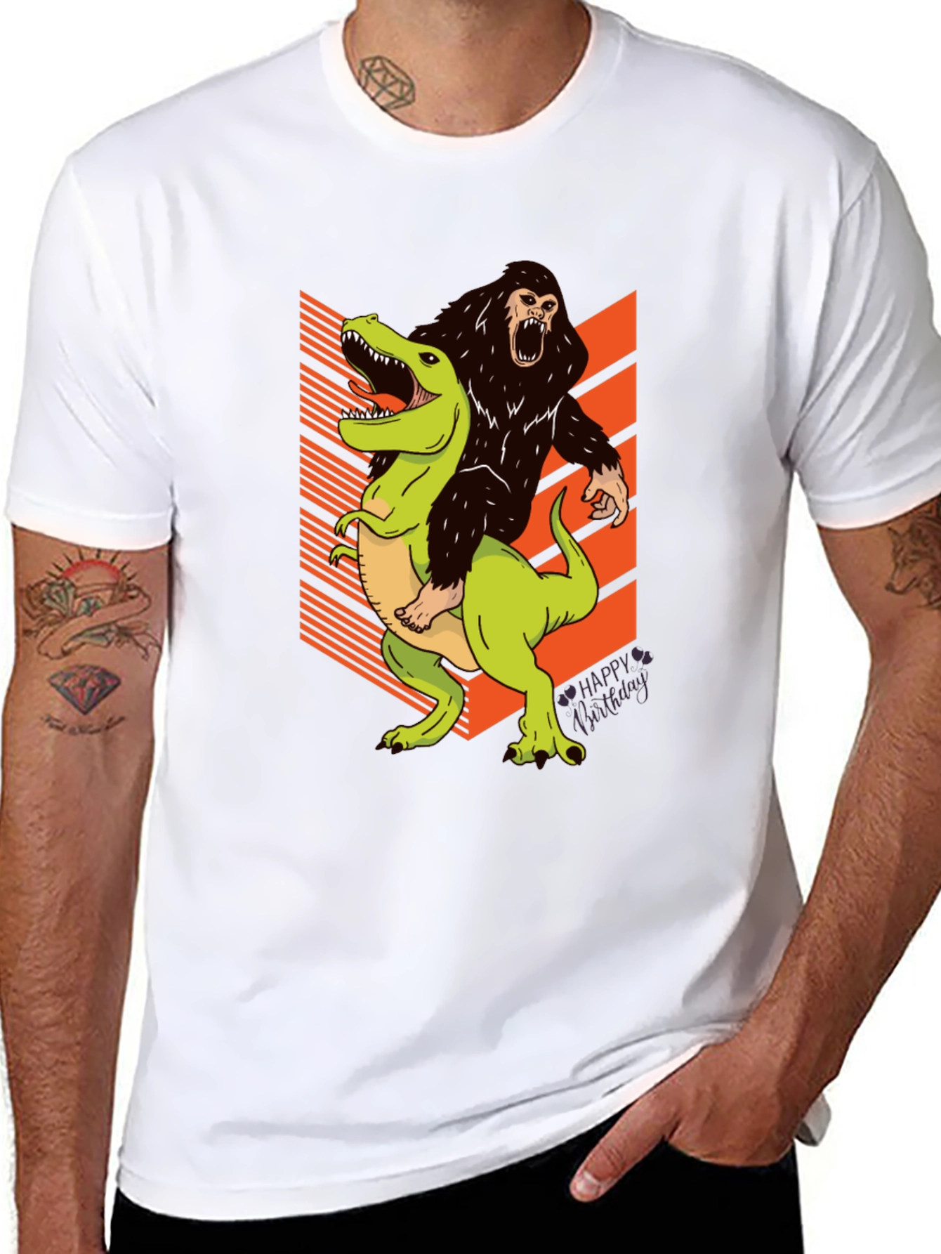Gorilla Riding T-Rex Graphic Tee