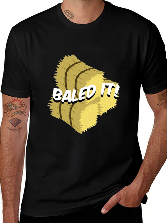 Baled It! Straw Hay Bale Graphic Tee - Black Cotton T-Shirt