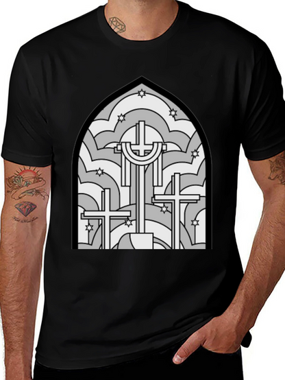 Stained Glass Cross Graphic T-Shirt