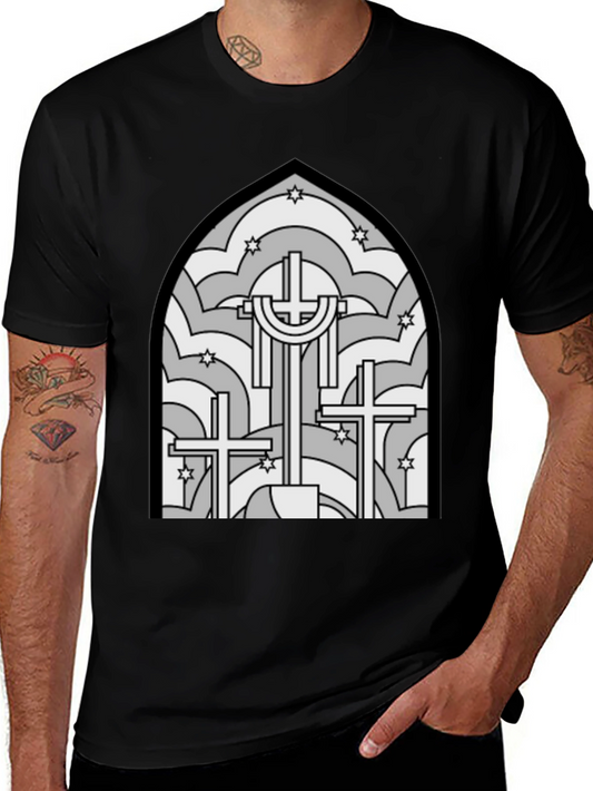 Stained Glass Cross Graphic T-Shirt