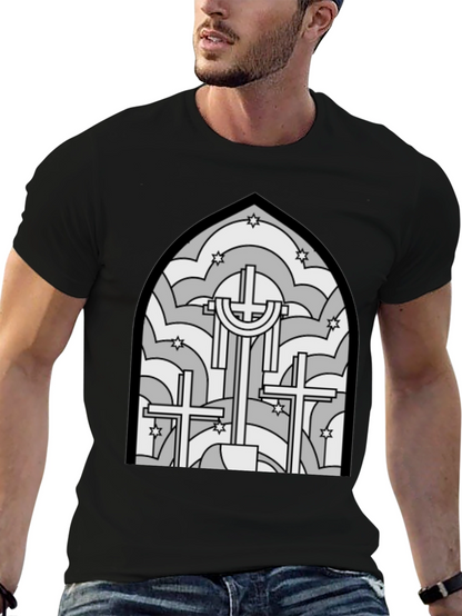Stained Glass Cross Graphic T-Shirt