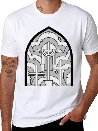 Stained Glass Cross Graphic T-Shirt