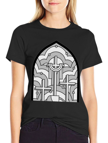 Stained Glass Cross Graphic T-Shirt