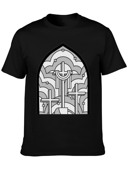 Stained Glass Cross Graphic T-Shirt