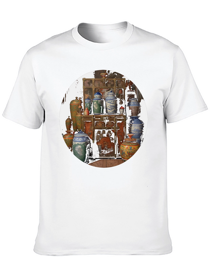 Artistic Black T-Shirt With Vase Print