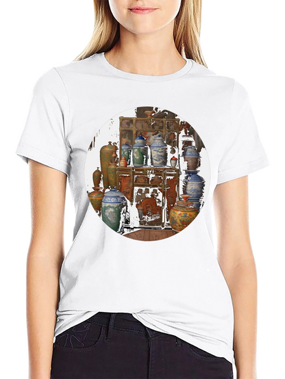 Artistic Black T-Shirt With Vase Print