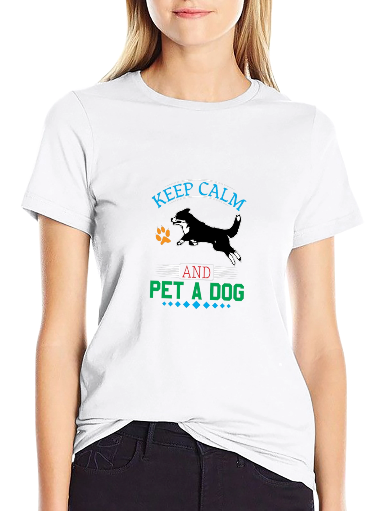 Keep Calm and Pet a Dog Black T-Shirt