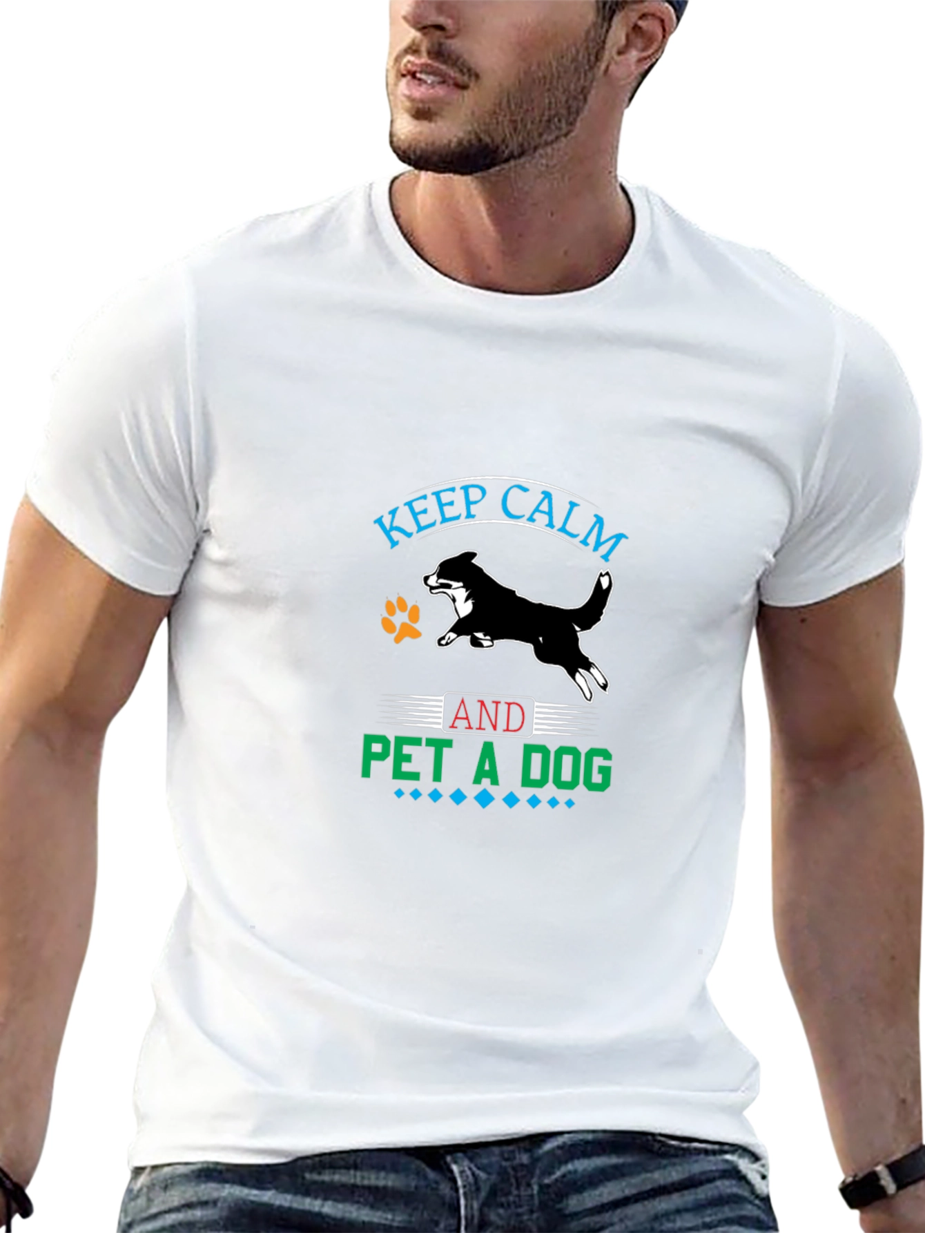 Keep Calm and Pet a Dog Black T-Shirt