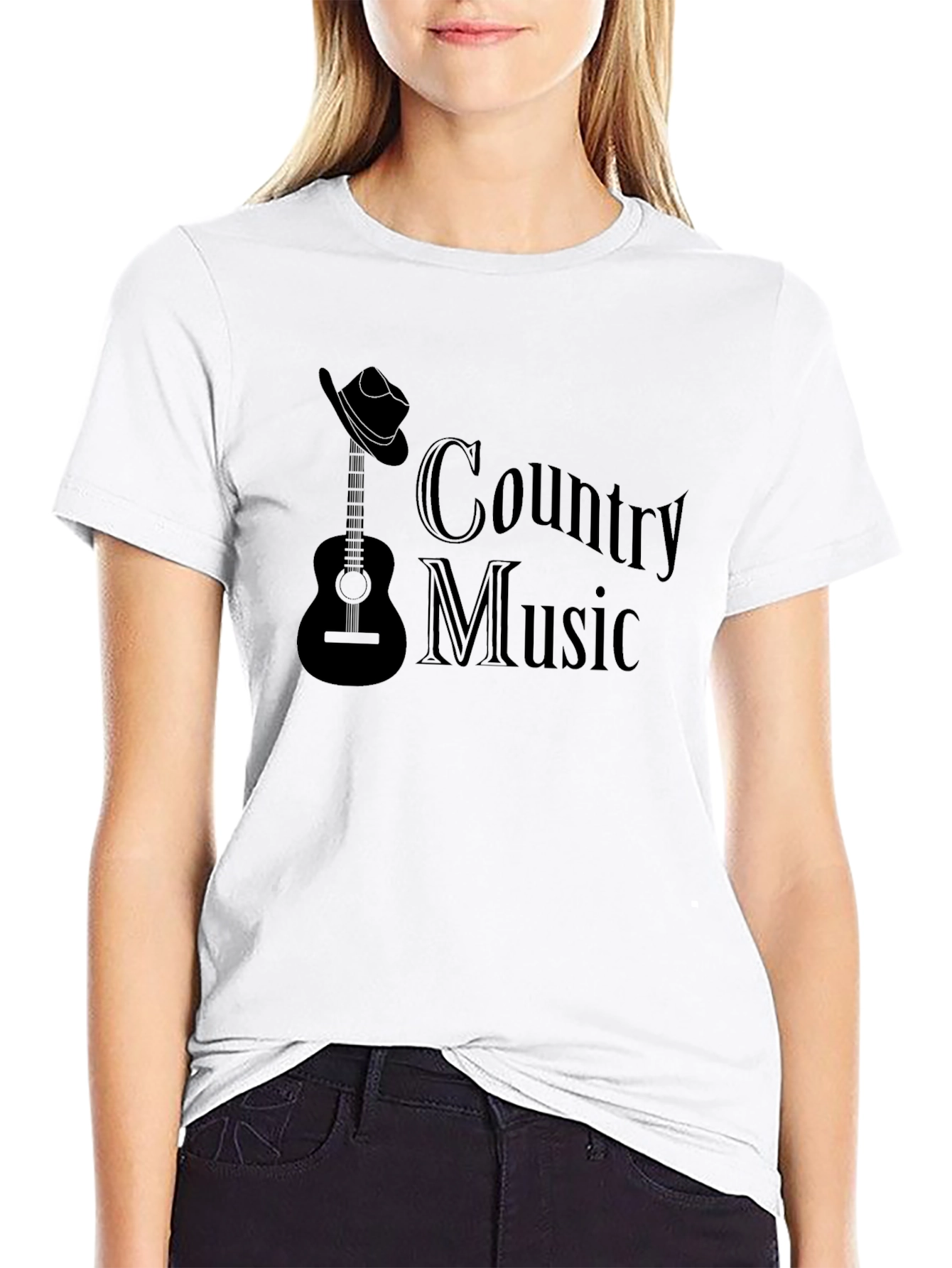 Country Music Guitar T-Shirt - Classic Black Design