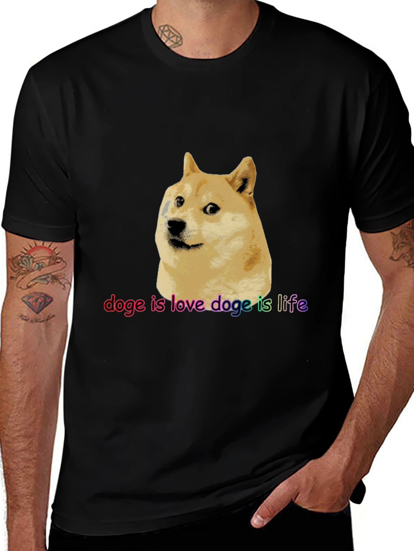 Doge is Love Doge is Life Black T-Shirt