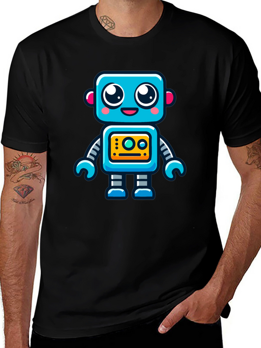 Fun Robot Graphic T-Shirt - Black