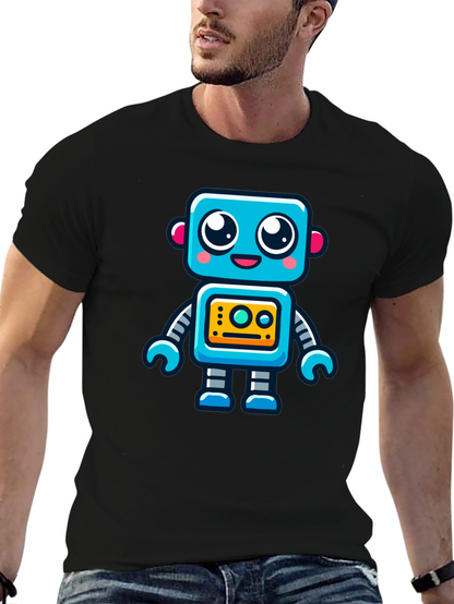Fun Robot Graphic T-Shirt - Black