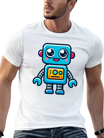 Fun Robot Graphic T-Shirt - Black