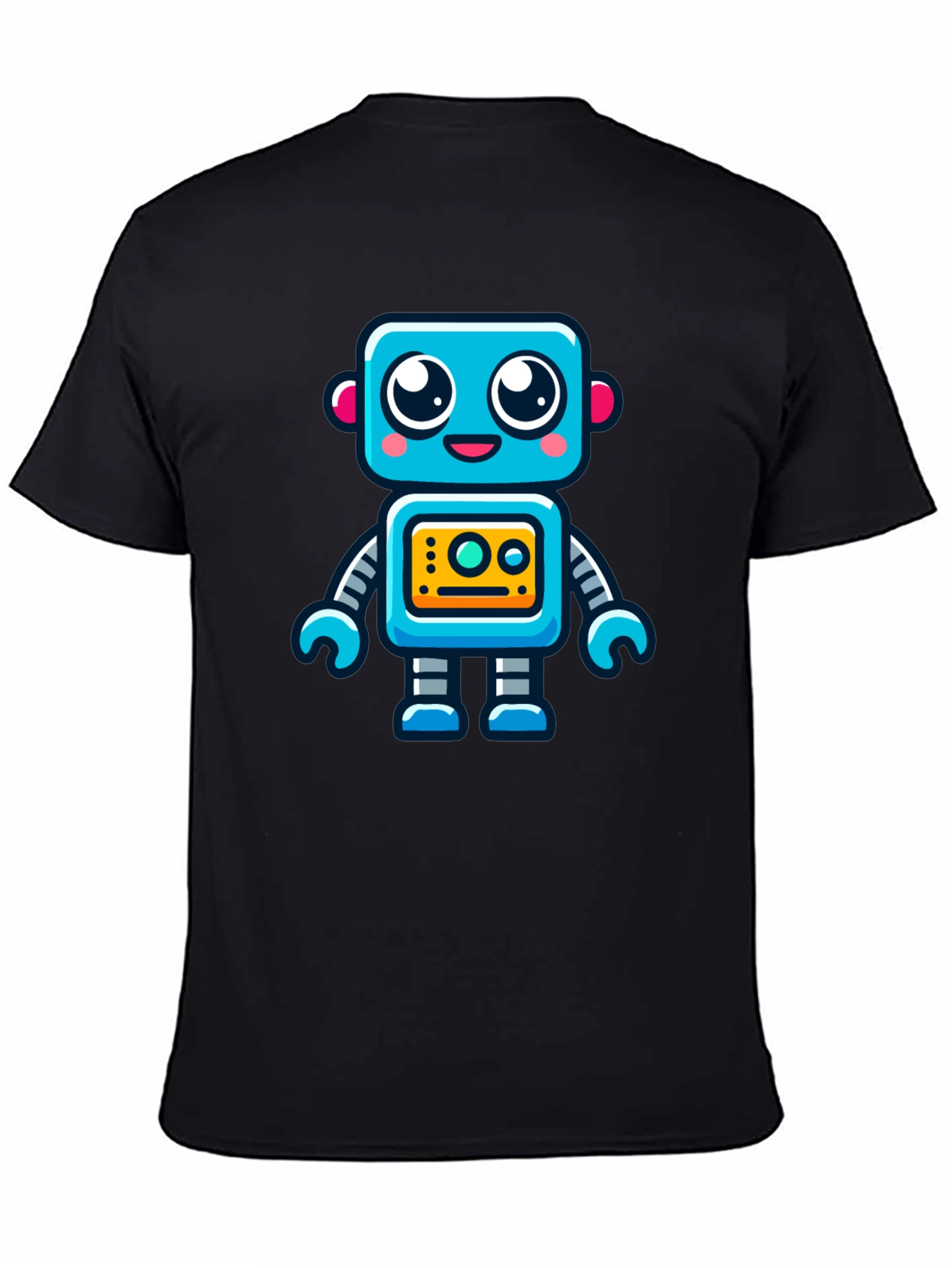 Fun Robot Graphic T-Shirt - Black