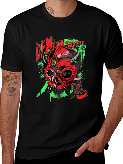 Demon Soul Graphic Tee - Unique Skull Design