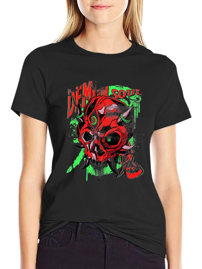 Demon Soul Graphic Tee - Unique Skull Design
