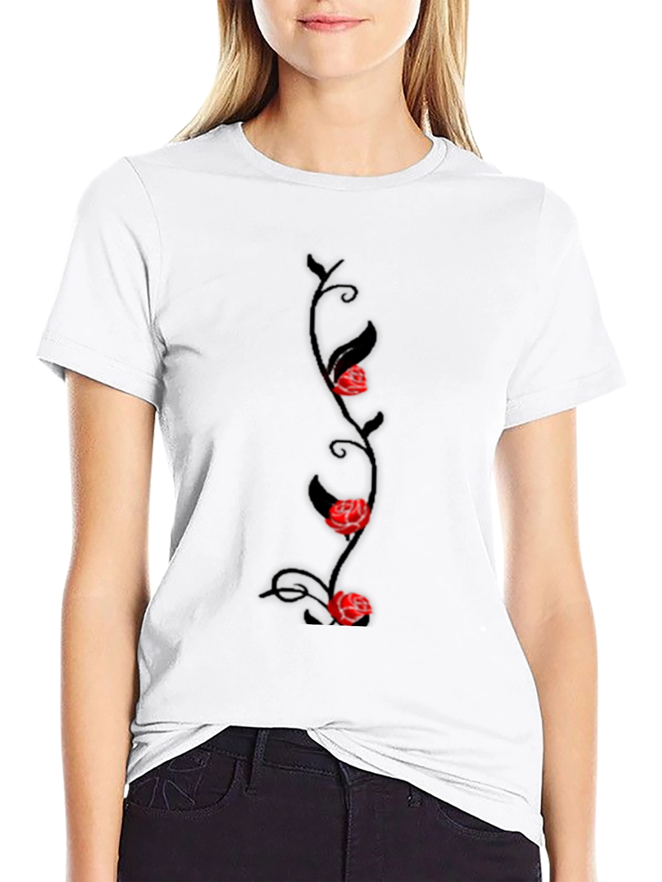 Rose Vine Graphic Tee - Mens Black T-Shirt