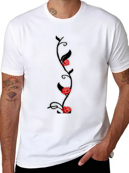 Rose Vine Graphic Tee - Mens Black T-Shirt