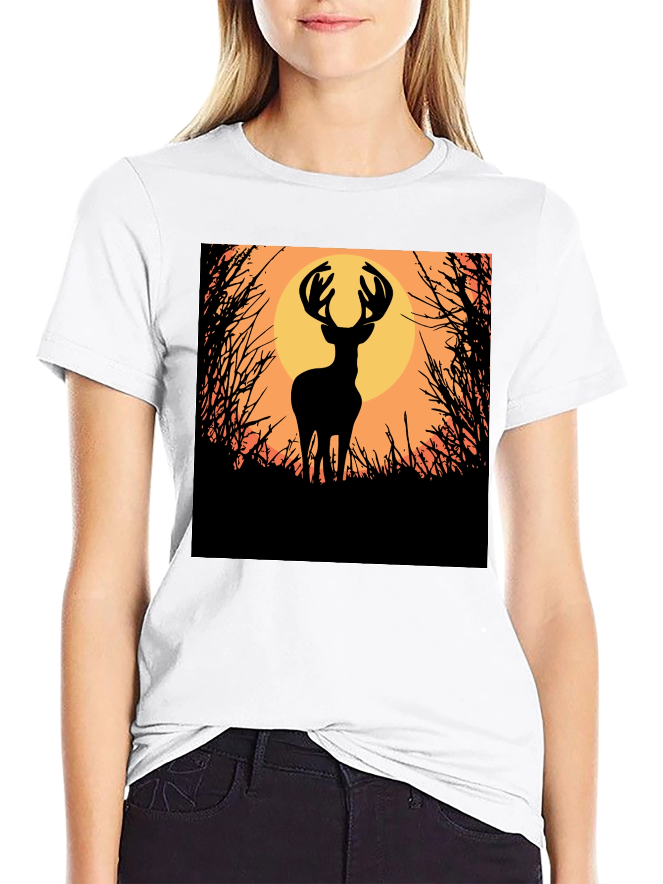 Deer Silhouette Graphic Tee - Nature Inspired Apparel