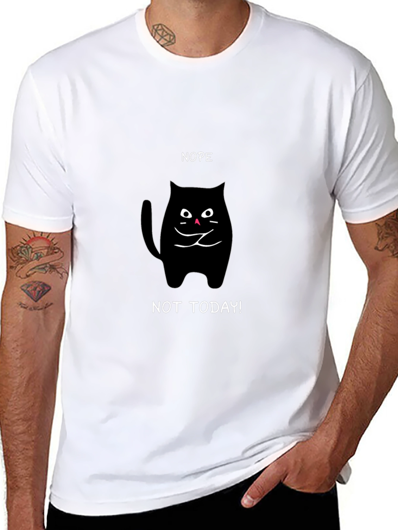 Nope Not Today Cat T-Shirt - Black
