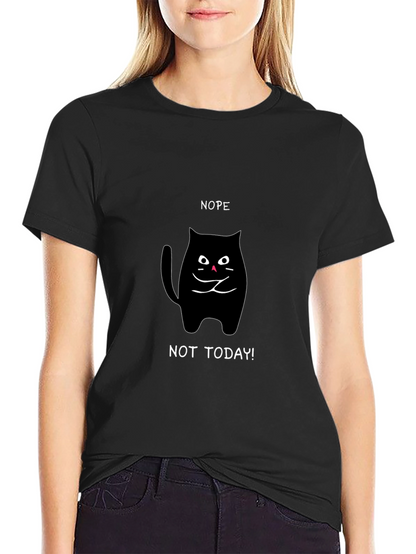 Nope Not Today Cat T-Shirt - Black