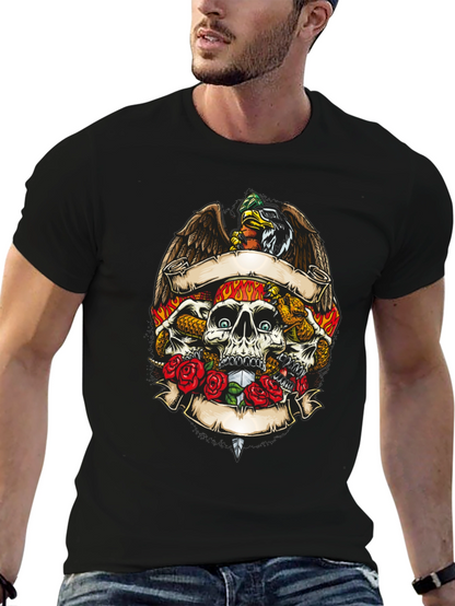 Skull & Eagle Graphic Print Mens T-Shirt