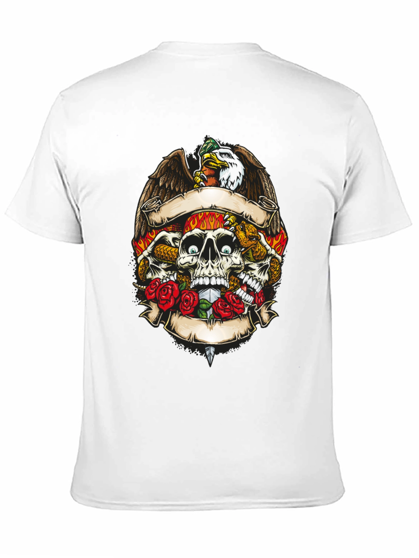 Skull & Eagle Graphic Print Mens T-Shirt
