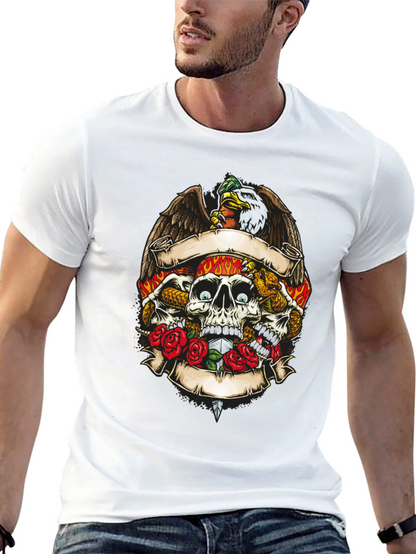 Skull & Eagle Graphic Print Mens T-Shirt