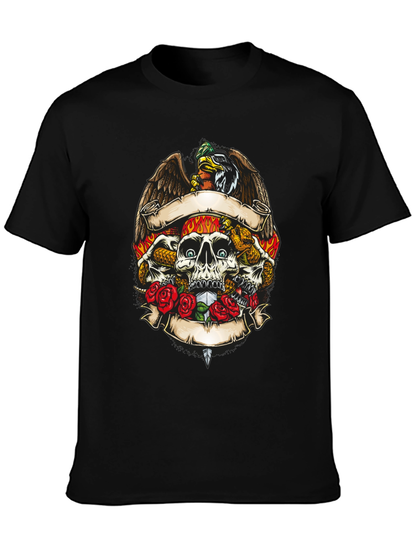 Skull & Eagle Graphic Print Mens T-Shirt