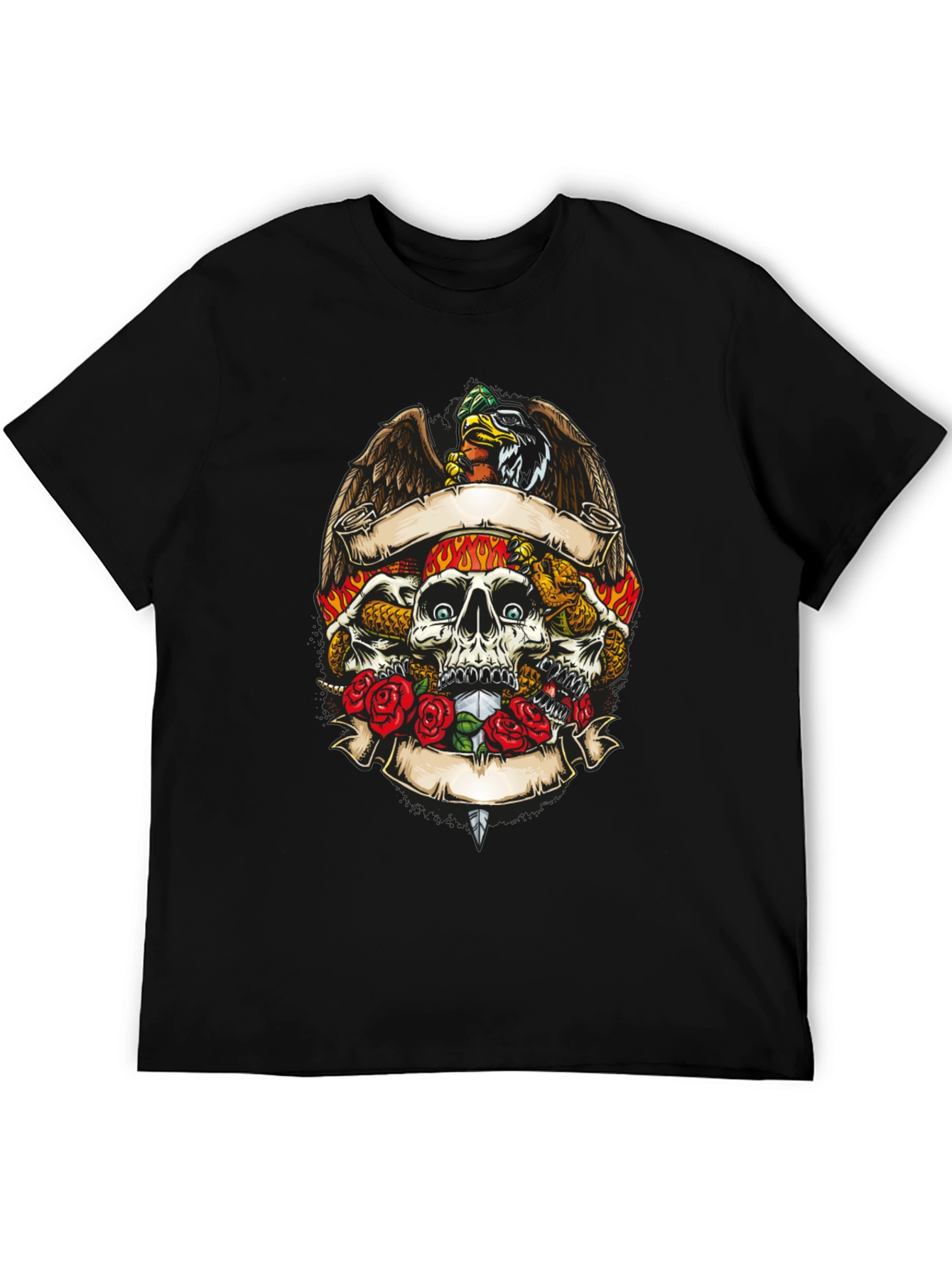 Skull & Eagle Graphic Print Mens T-Shirt