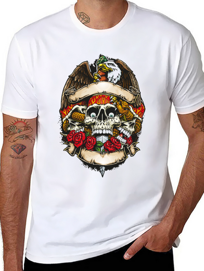 Skull & Eagle Graphic Print Mens T-Shirt