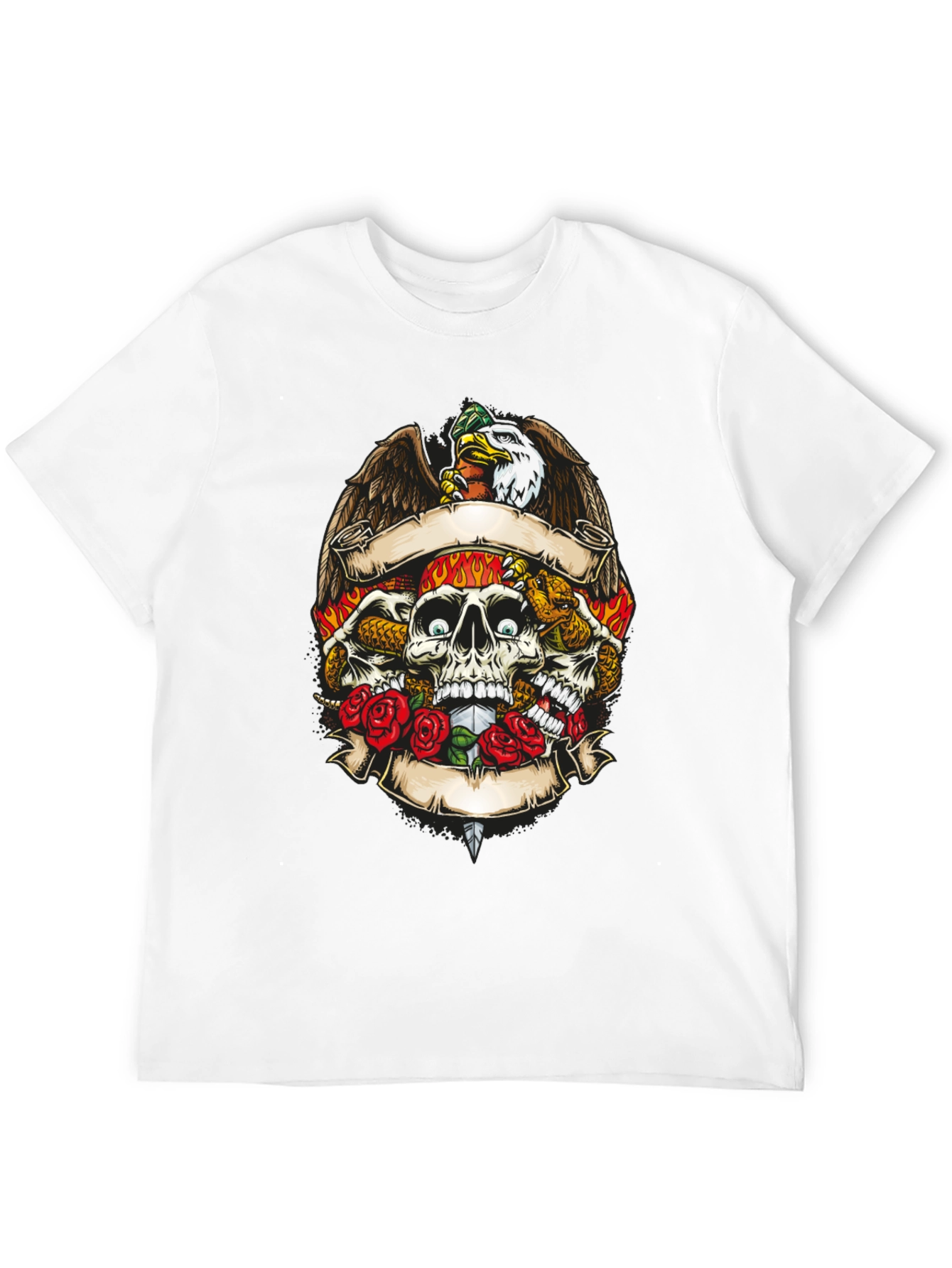 Skull & Eagle Graphic Print Mens T-Shirt