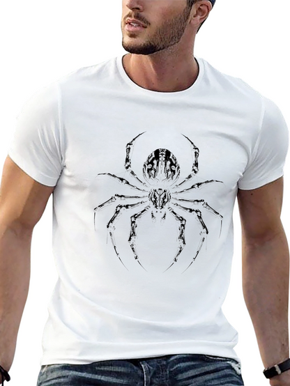 Mens Black T-Shirt with Spider Graphic