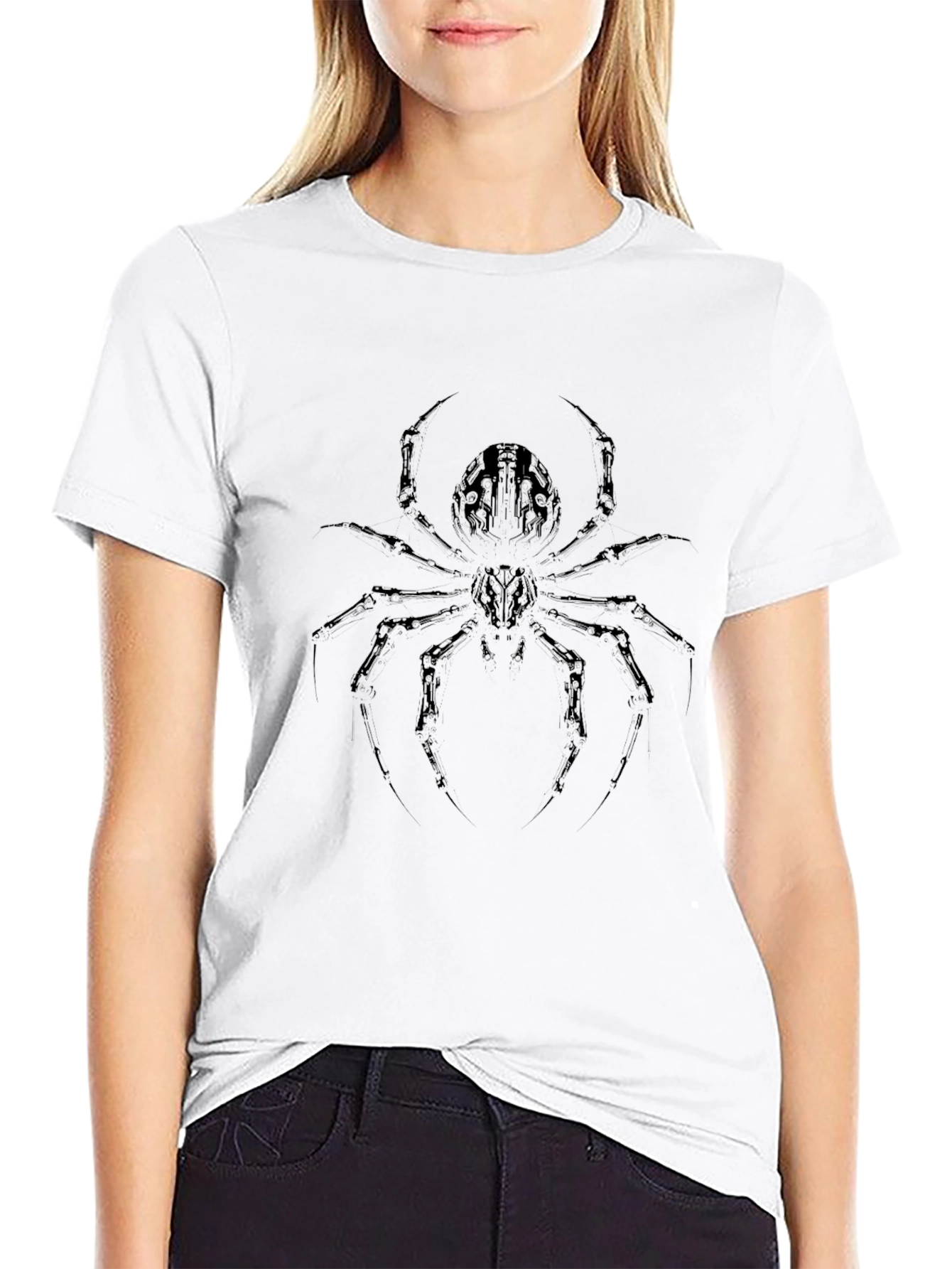 Mens Black T-Shirt with Spider Graphic