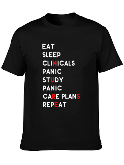 Eat Sleep Clinicals Nurse Black T-Shirt